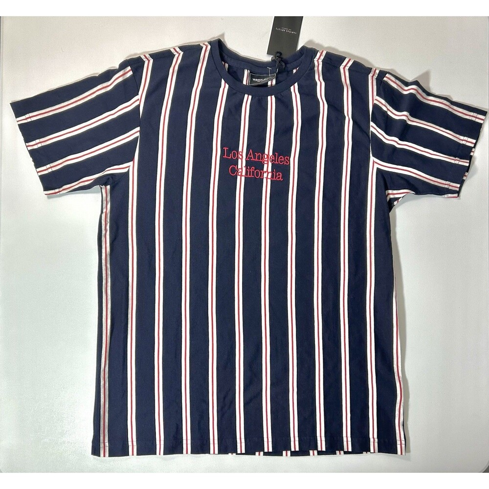 Various Artists Men’s Los Angeles Medium M Red White And Blue Striped Tee Shirt